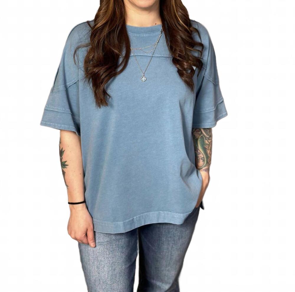 NEW RAE MODE mineral washed cotton top in dusty blue